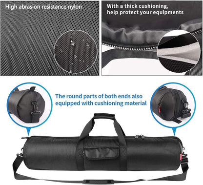 Tripod Carrying Case Bag 31.5X7X7In/80X18X18Cm Heavy Duty with Storage Bag and Shoulder Strap Padded Carrying Bag for Light Stands, Boom Stand, Tripod,Mic Stand and Tent Pole